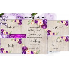 Purple Wedding Invitation suite,Lilac Wedding invitation set,(64w) Purple Wedding Invitation suite,Lilac Wedding invitation set,(64w)